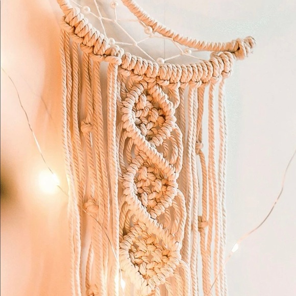Macrame moon Wall hanging tassel decor Dreamcatcher woven room rope - Picture 4 of 5
